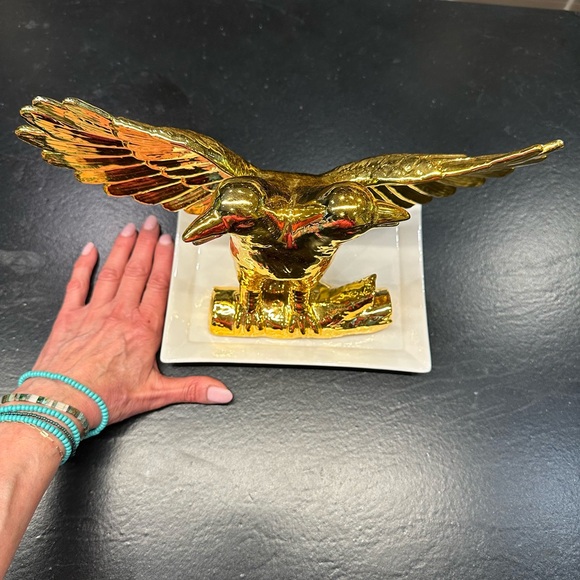 Gold Double-Headed Eagle Figurine tray base perfect for table or bookshelf, keys - Picture 10 of 10